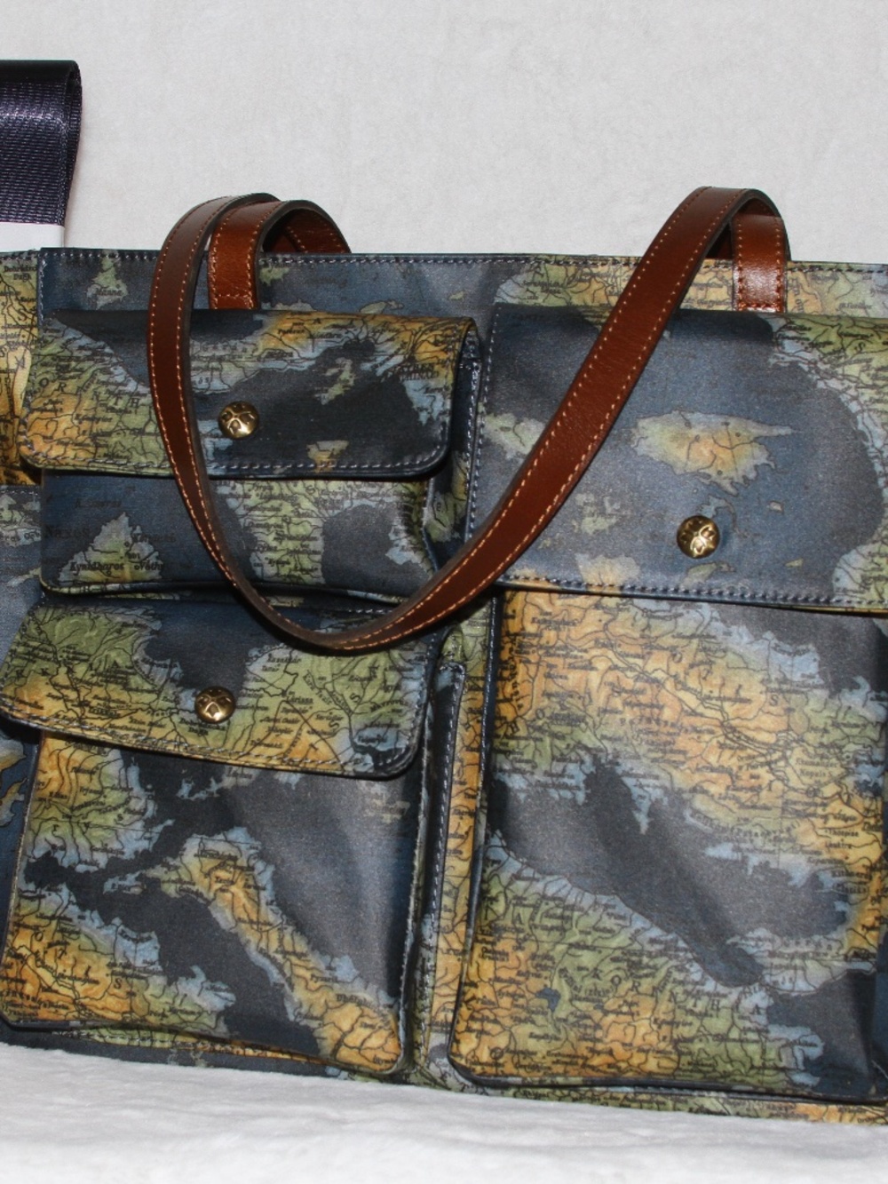 Patricia Nash Sorlana Travel Tote Bag Carry On Laptop Bag Greek Map BEAUTIFUL! - Picture 3 of 5